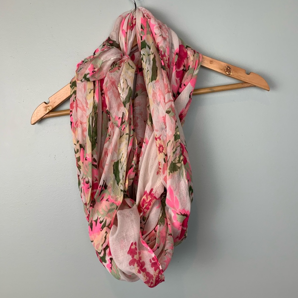 forever 21 pink and green floral scarf